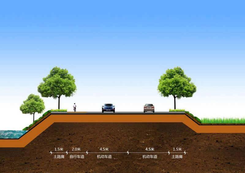  慢行车道标准横断面设计效果图
